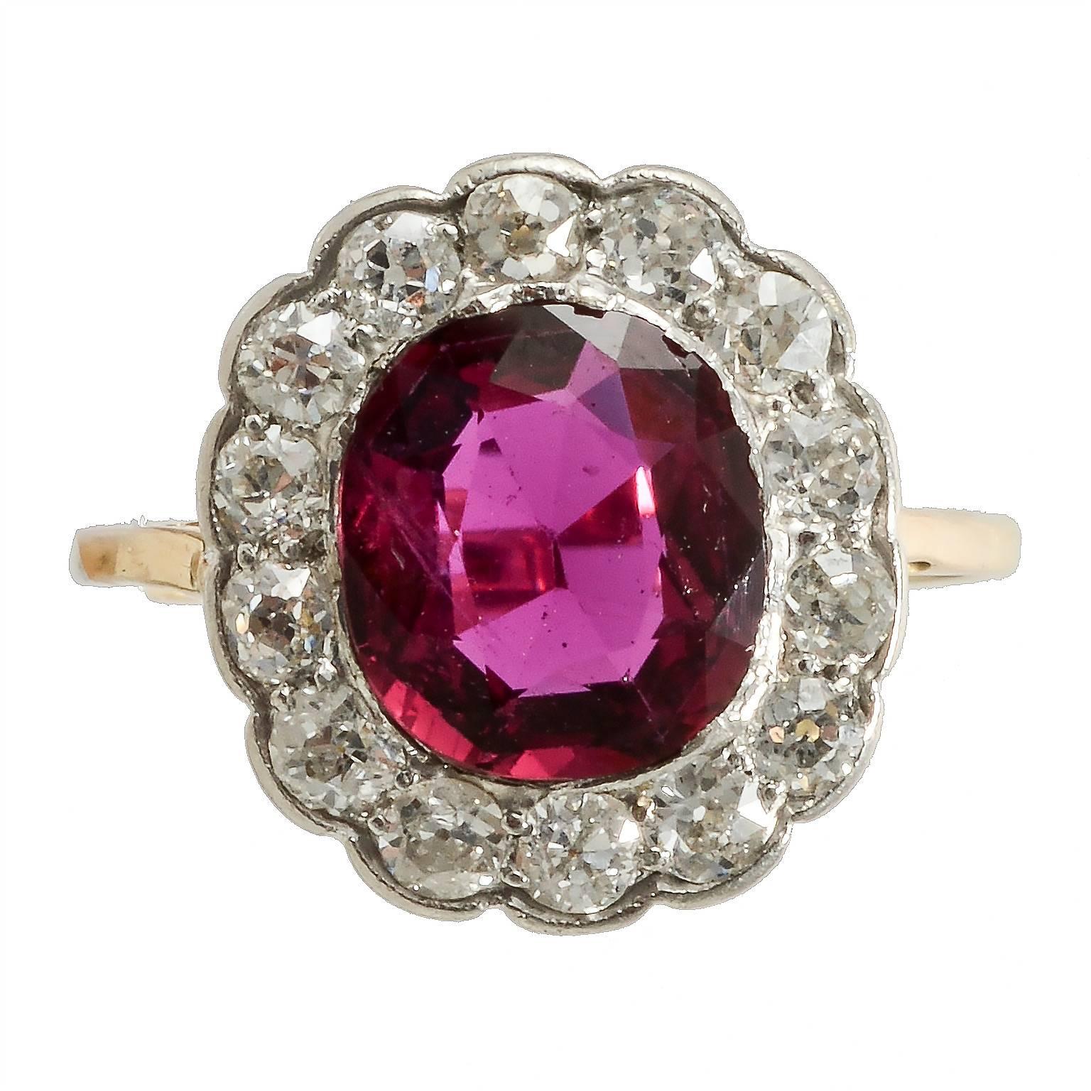 Edwardian Natural Ruby and Diamond Cluster, circa 1910 For Sale 2