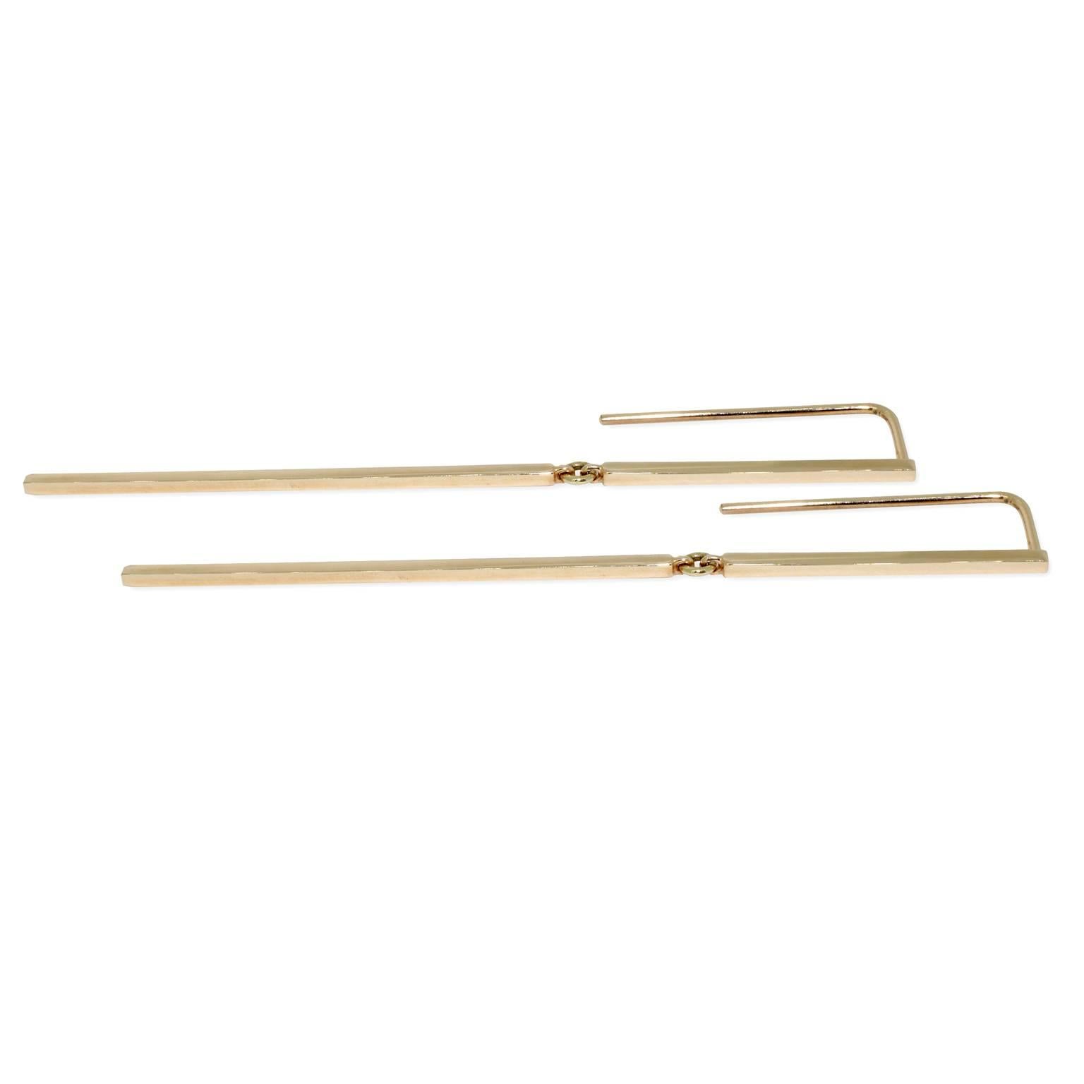 Contemporary Lizunova Geometric Long Line Rose Gold Drop Earrings For Sale