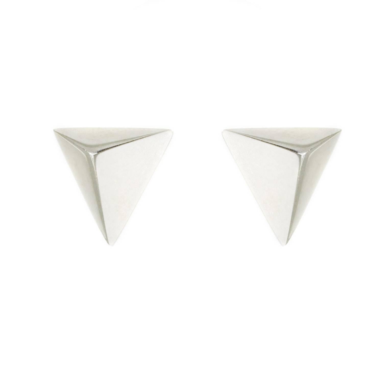 Contemporary Lizunova Geometric 9 Karat White Gold Stud Earrings For Sale