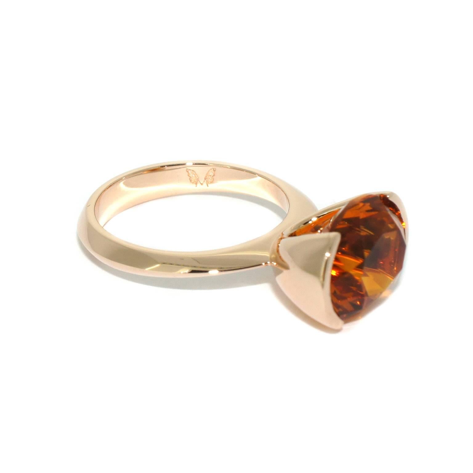 Lizunova Madeira Citrine Rose Gold Ring In New Condition For Sale In Sydney, NSW