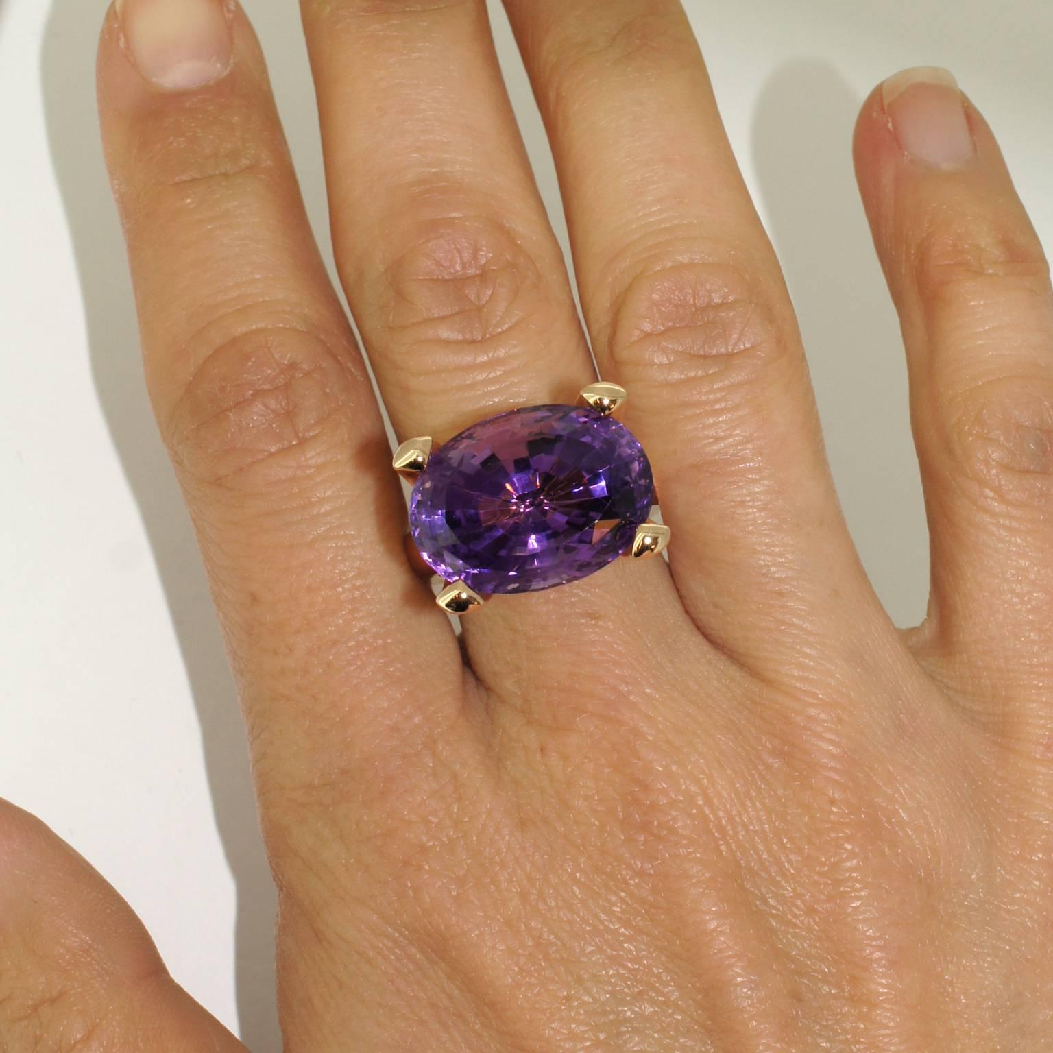 Lizunova One-of-a-Kind Amethyst Rose Gold Cocktail Ring For Sale 1