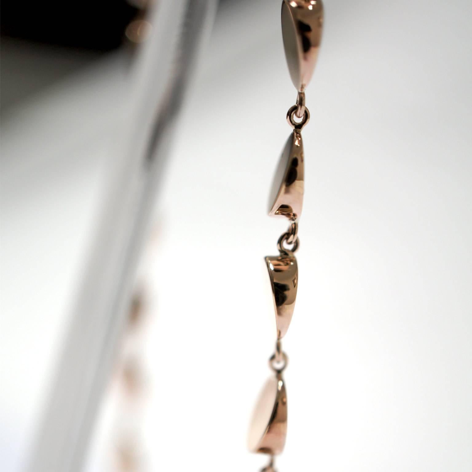 Contemporary Lizunova Geometric Drop Earrings in Rose Gold For Sale