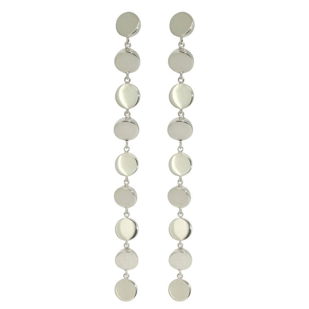 Lizunova Geometric Drop Earrings in 9 karat White Gold For Sale