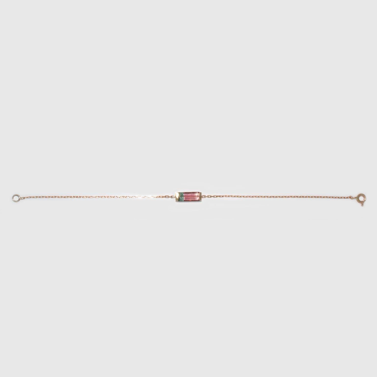 Contemporary Lizunova Bi-Colour Tourmaline Rose Gold Chain Bracelet