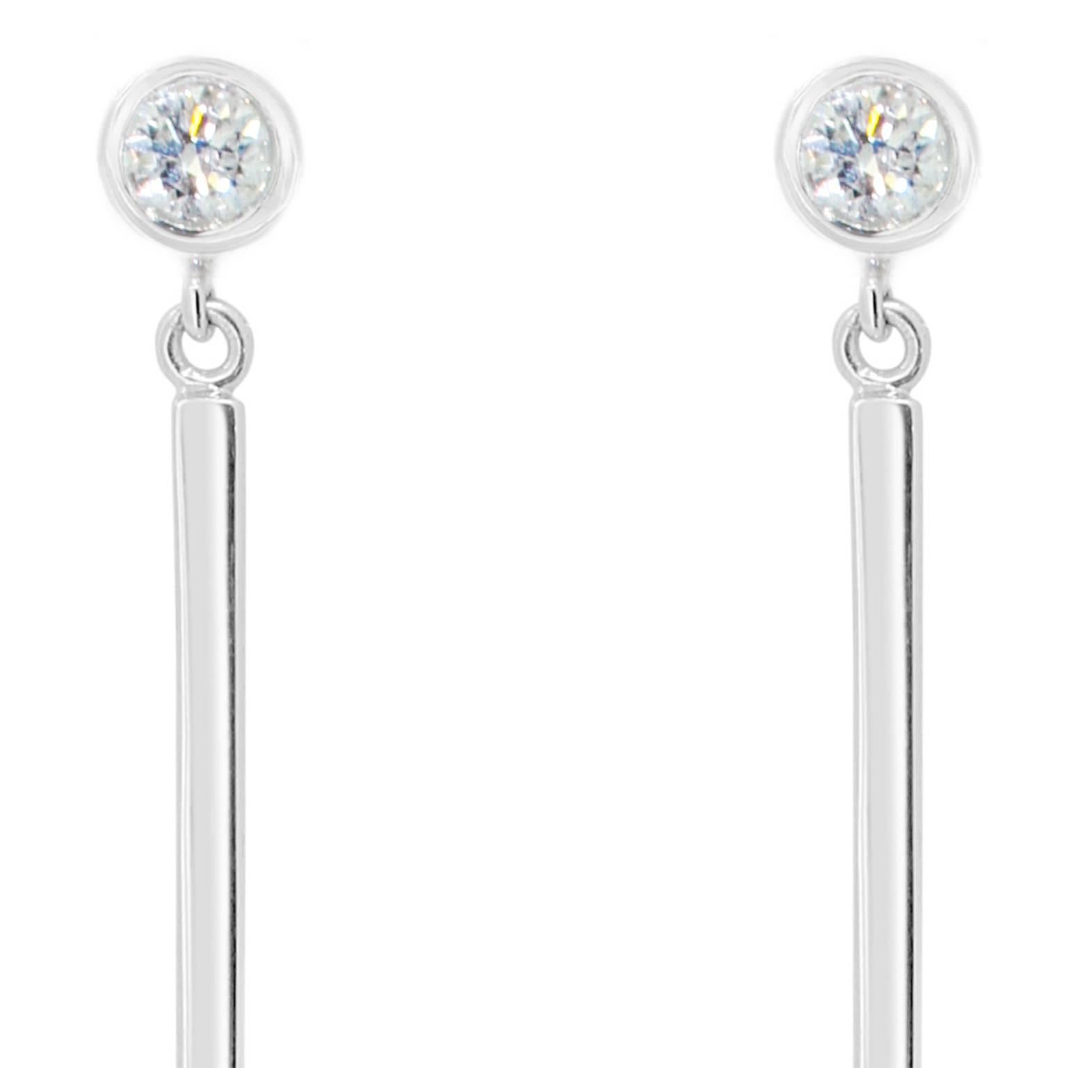 Contemporary Lizunova Diamond White Gold Drop Earrings For Sale