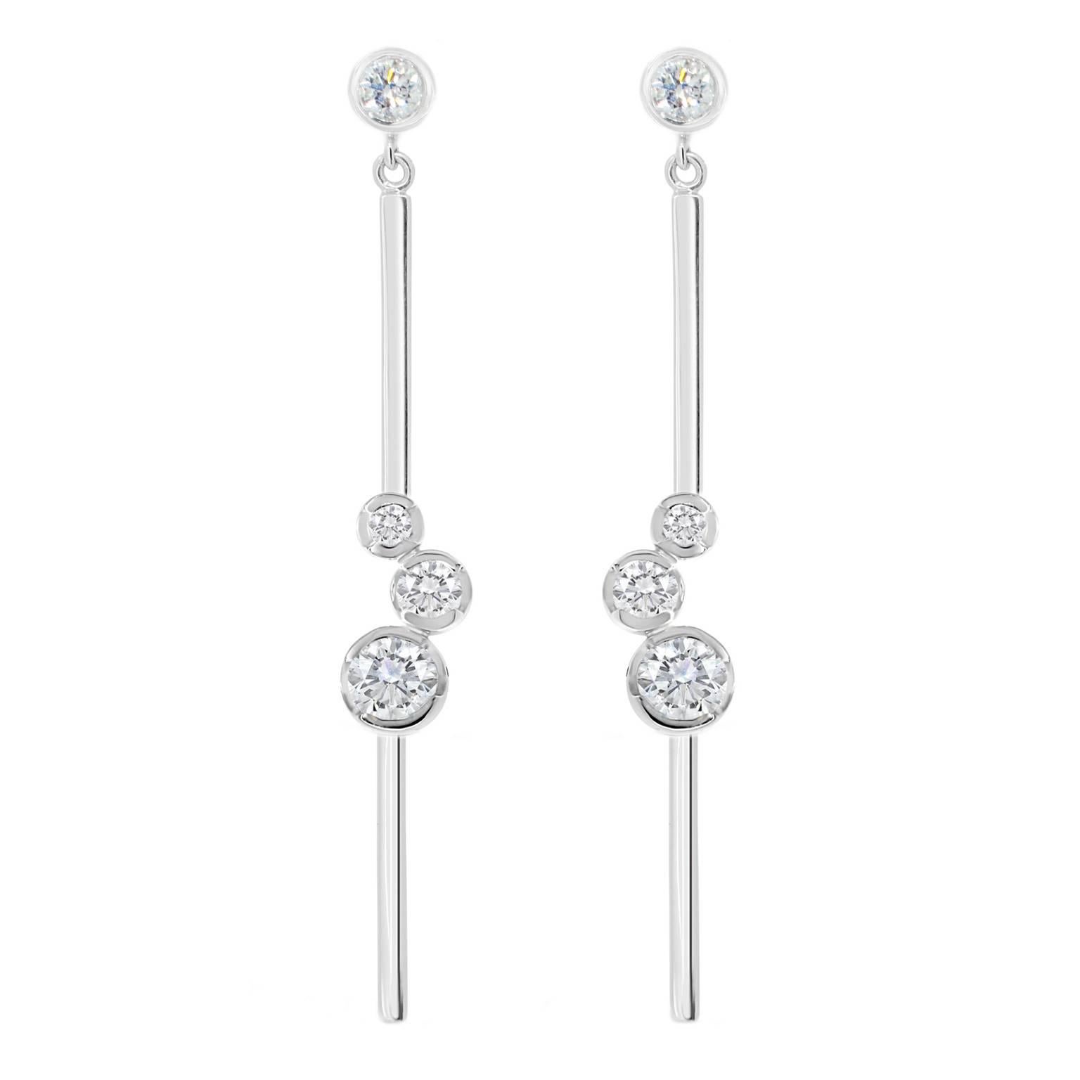 Lizunova Diamond White Gold Drop Earrings For Sale