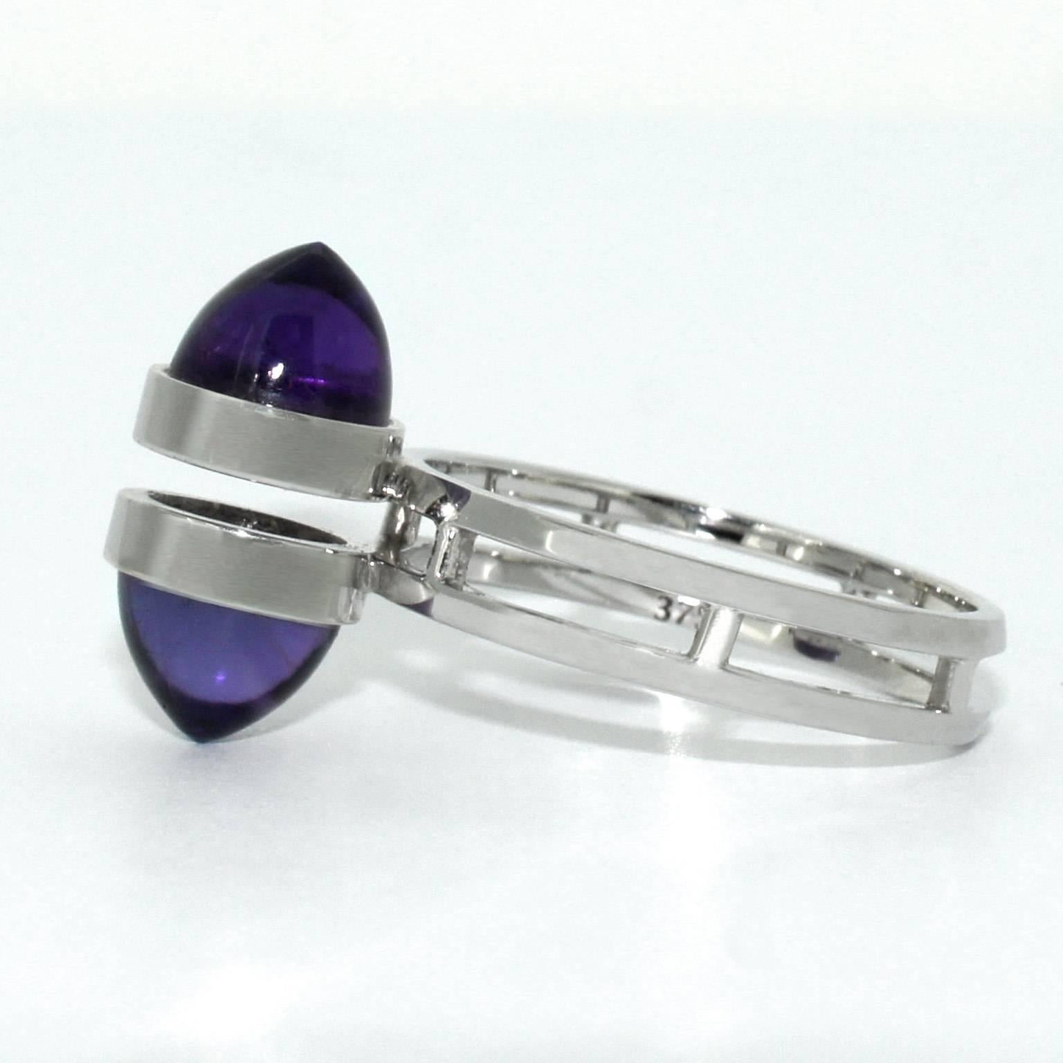 Lizunova Amethyst White Gold Contemporary Cluster Ring In New Condition For Sale In Sydney, NSW