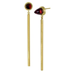 Lizunova Garnet and 22 Karat Gold Drop Earrings