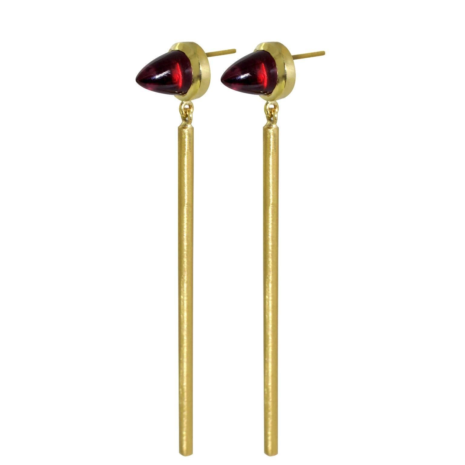 Contemporary Lizunova Garnet and 22 Karat Gold Drop Earrings For Sale