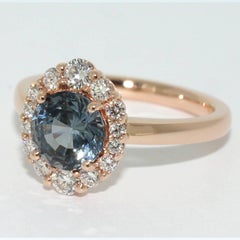 Lizunova Grey Spinel & Diamond Rose Gold Engagement Ring