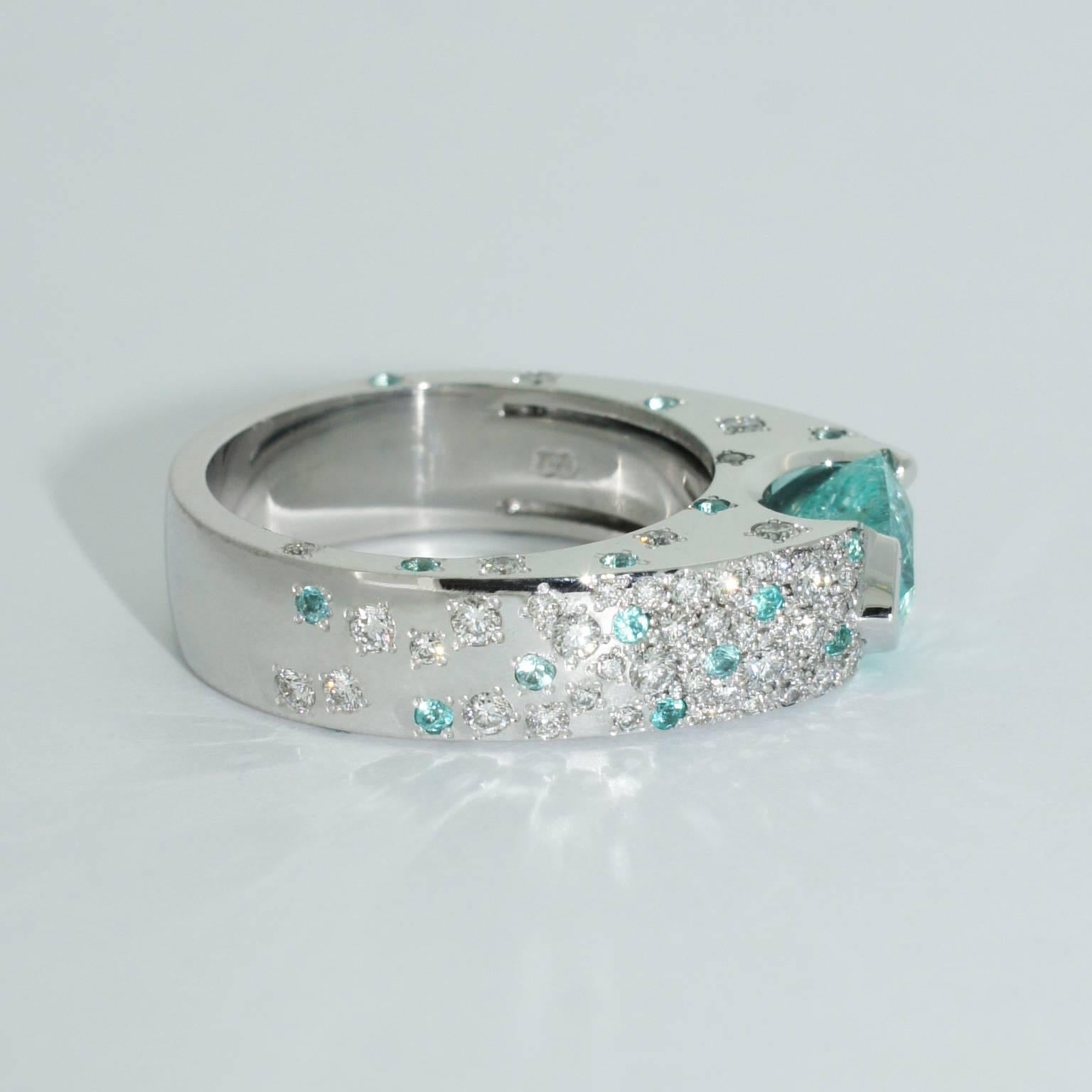 Lizunova One-of-a-Kind Paraiba Tourmaline and Diamond Ring in 18 Karat ...