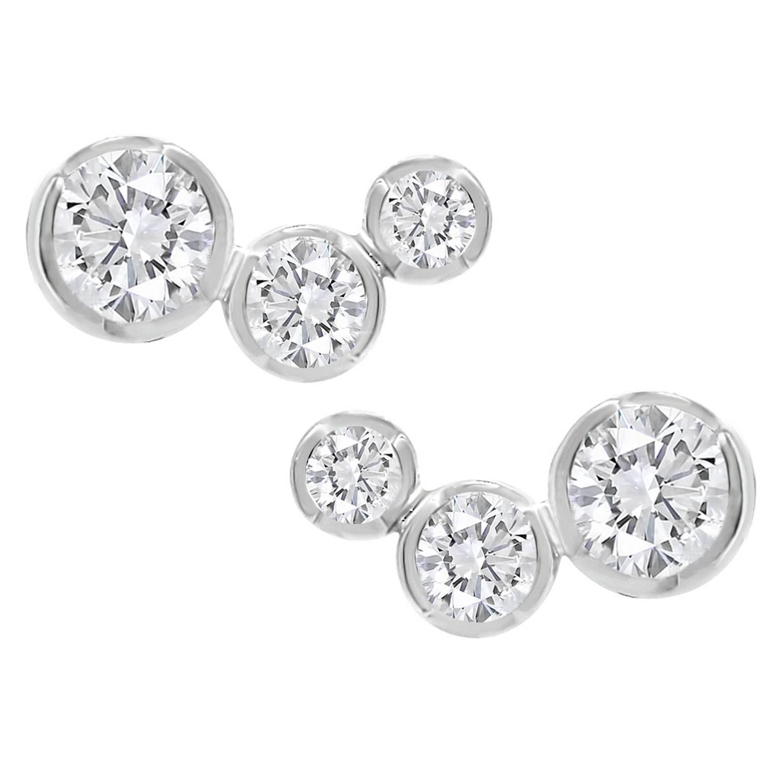 Lizunova Round White Diamond Stud Earrings in 18k White Gold For Sale