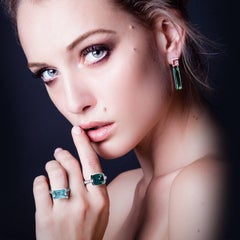 Lizunova Indicolite Tourmaline & Diamond 18k white gold Ring