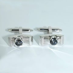Lizunova White Gold and Natural Grey Spinel Cufflinks