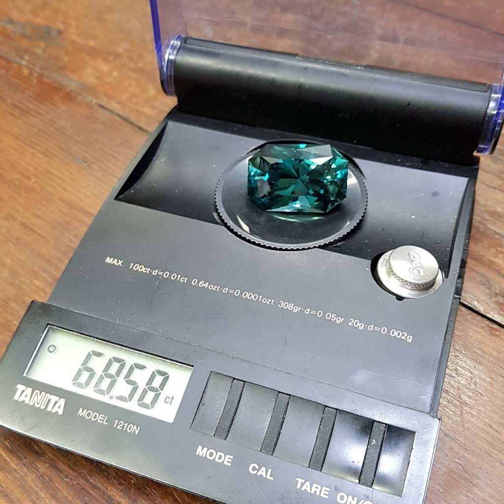 Asscher Cut Bespoke Jewel with One-of-a-Kind Teal London Topaz For Sale