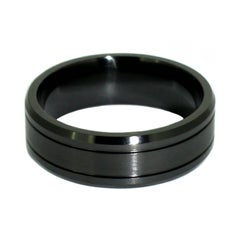 Lizunova Black Zirconium Unisex Wedding Band Ring