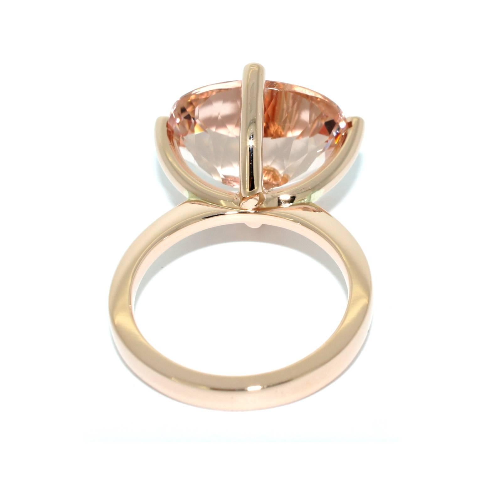 Lizunova Morganite and Diamond Ring Handmade in 18 Karat Rose Gold For Sale 1