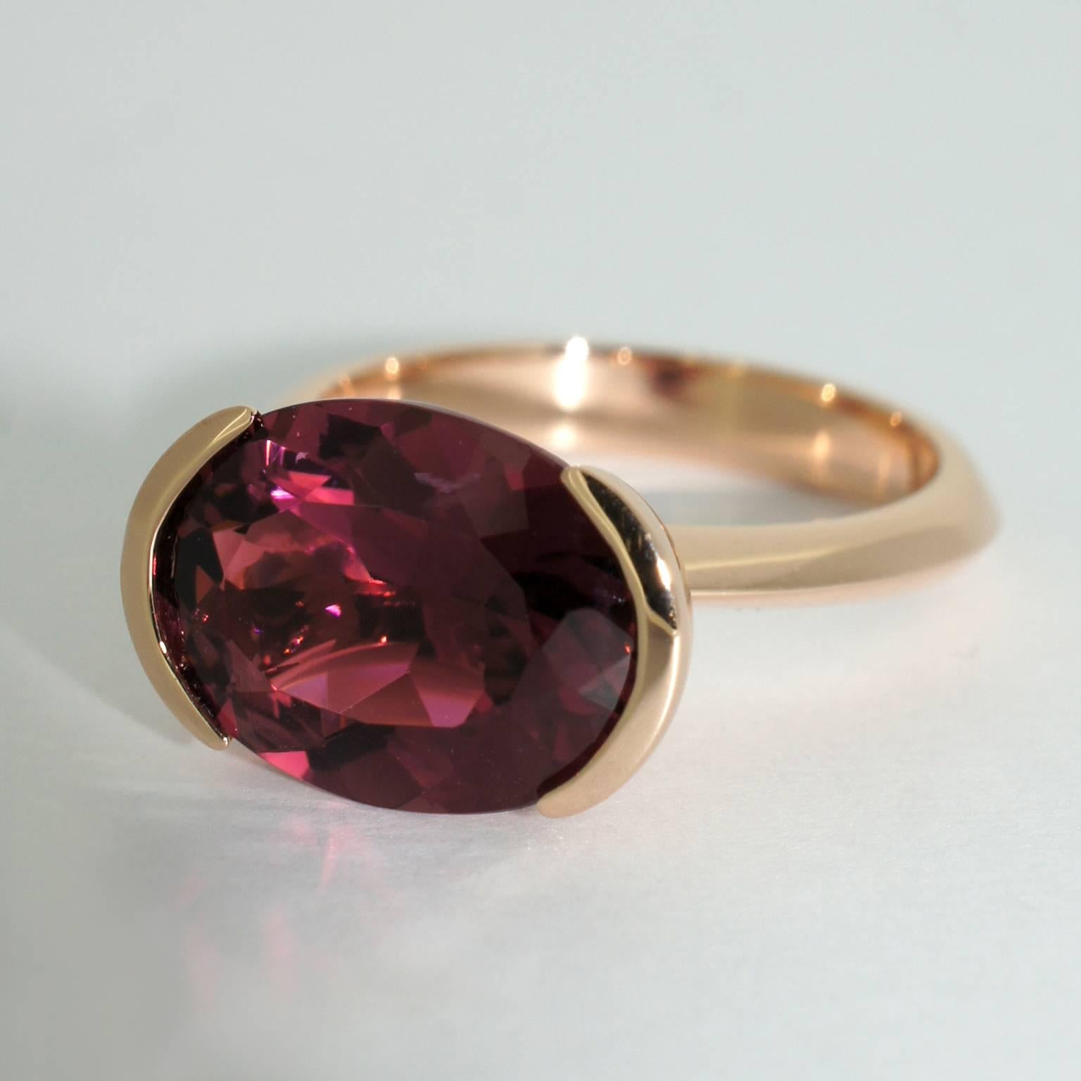 Contemporary Lizunova Tourmaline Rose Gold Cocktail Ring For Sale