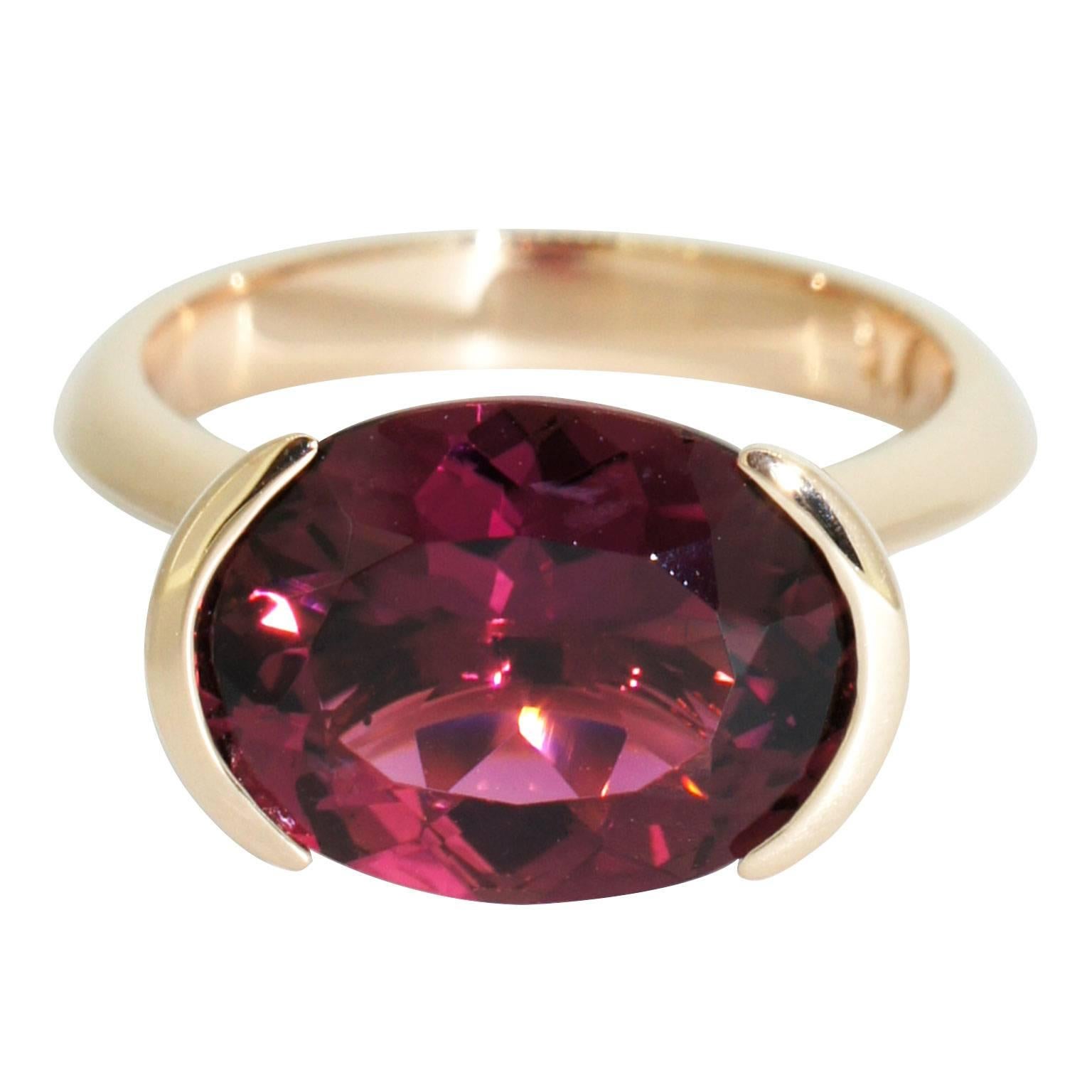 Lizunova Tourmaline Rose Gold Cocktail Ring For Sale