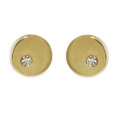 Lizunova Diamond Yellow Gold Geometric Round Stud Earrings 