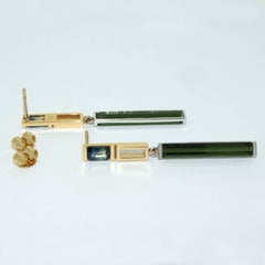 Lizunova Parti Sapphire & Green Tourmaline Drop Earrings in 18k gold