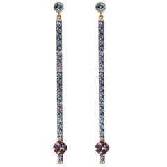 Lizunova Blue Sapphire & Malaya Garnet 18k Rose Gold Drop Earrings