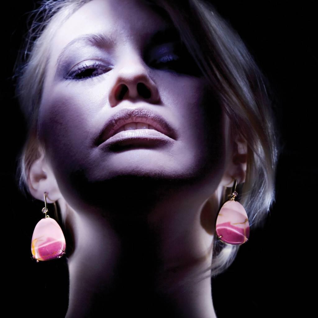 Women's Lizunova One-of-a-Kind Australian Jasper and Diamond Drop Earrings For Sale