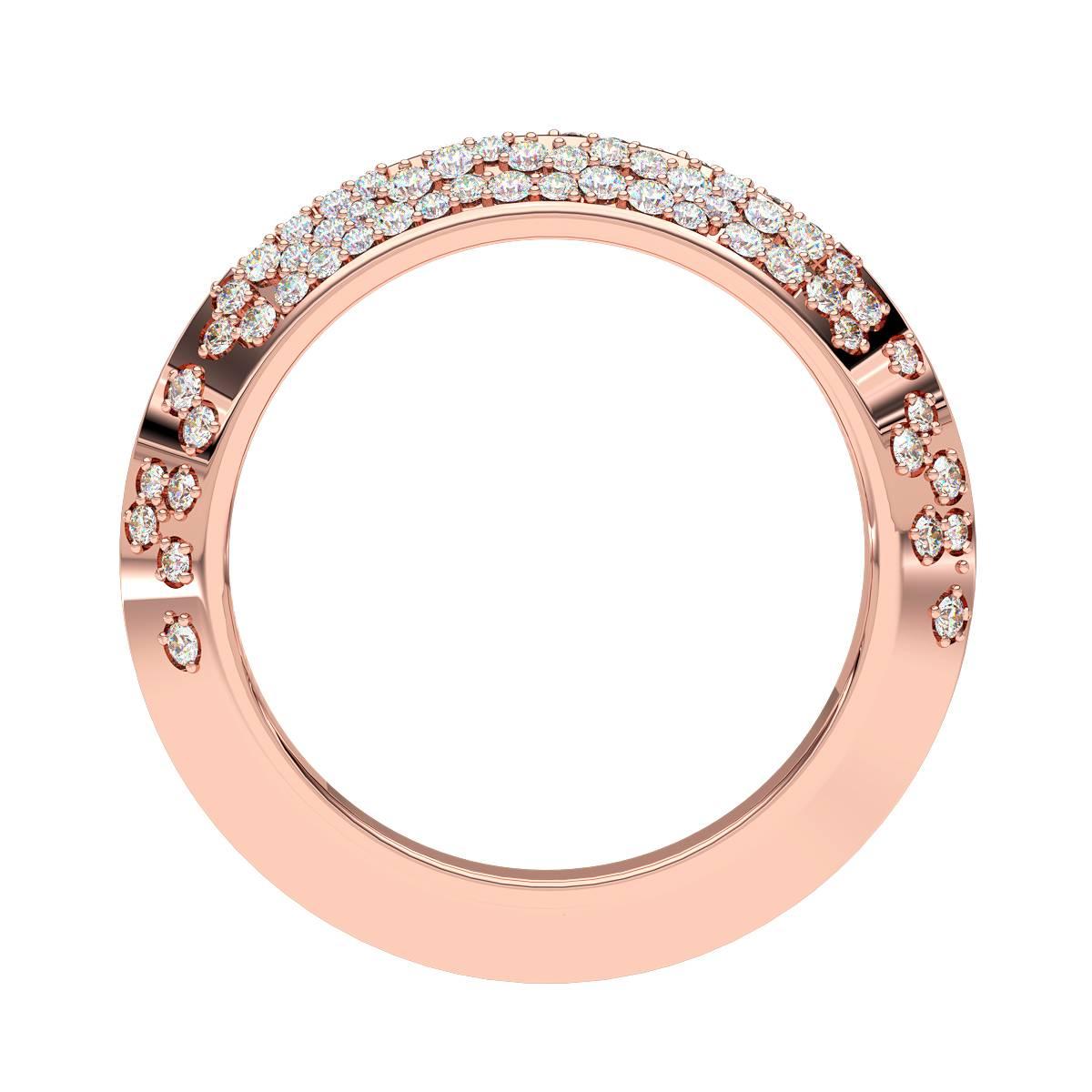 Contemporary Lizunova Diamond Pave Eternity Rose Gold Bridal Band Ring For Sale