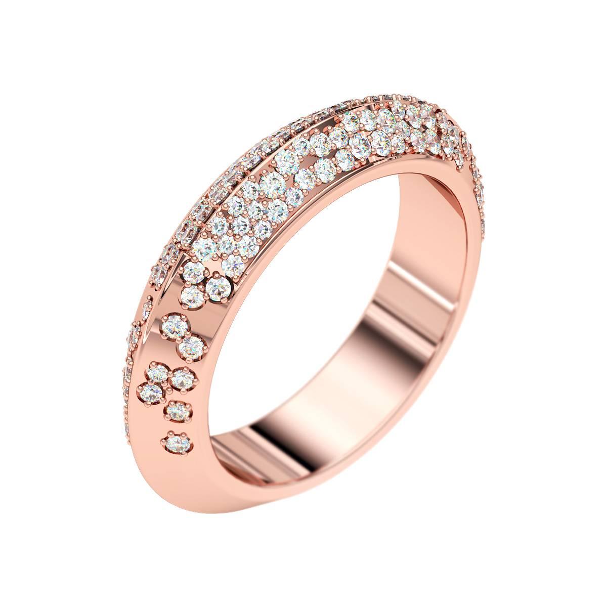 Lizunova Diamond Pave Eternity Rose Gold Bridal Band Ring For Sale