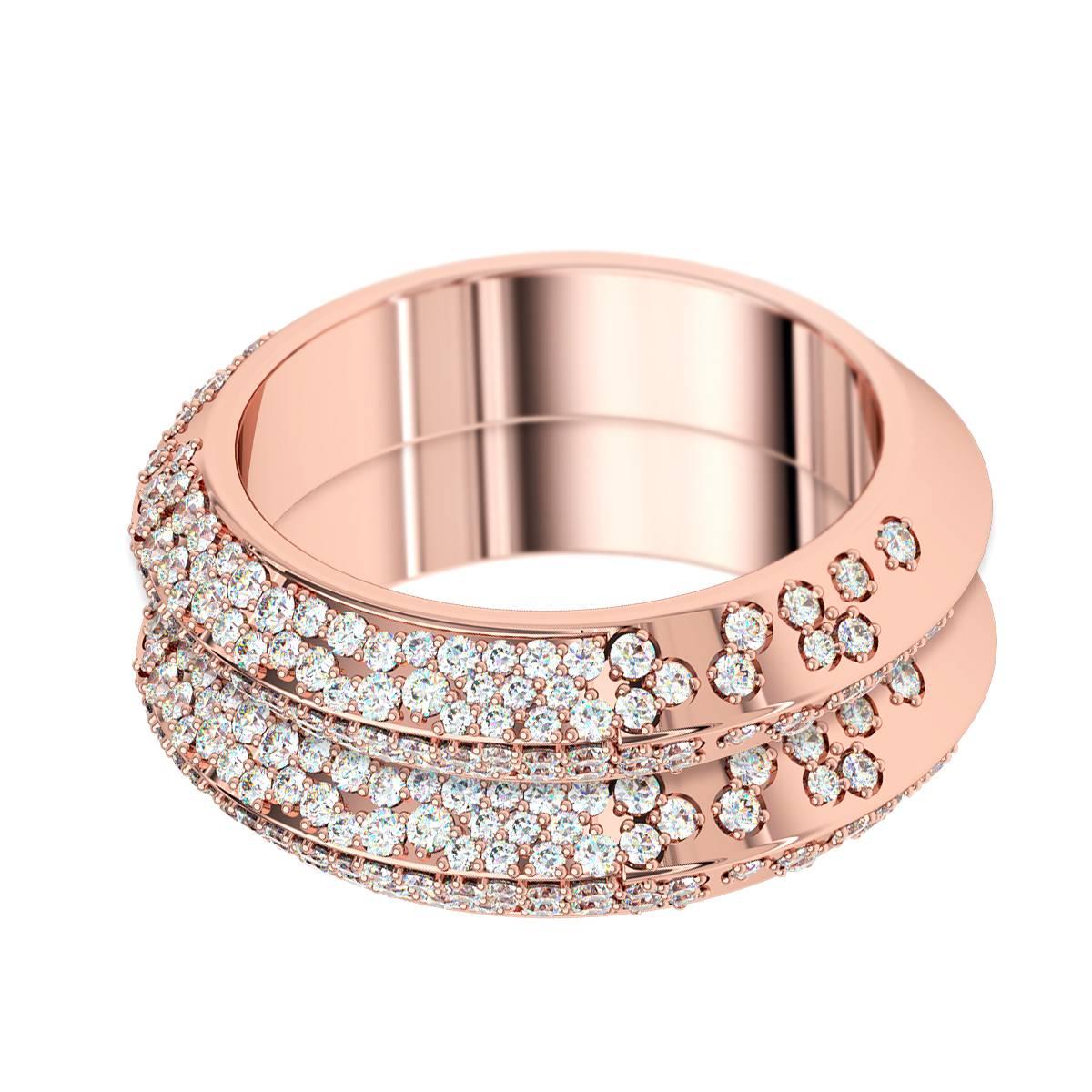 Round Cut Lizunova Diamond Pave Eternity Rose Gold Bridal Band Ring For Sale