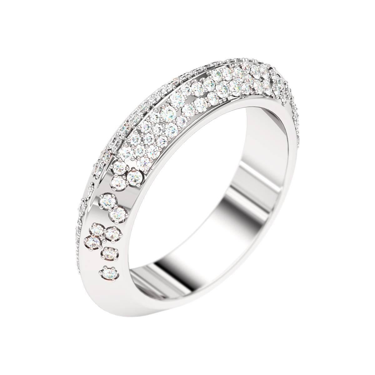 Lizunova Diamond Pave Eternity White Gold Bridal Band Ring For Sale