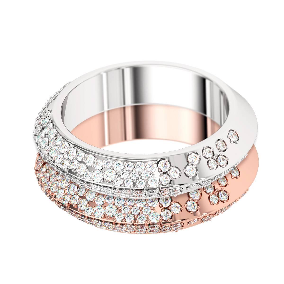 Round Cut Lizunova Diamond Pave Eternity White Gold Bridal Band Ring For Sale