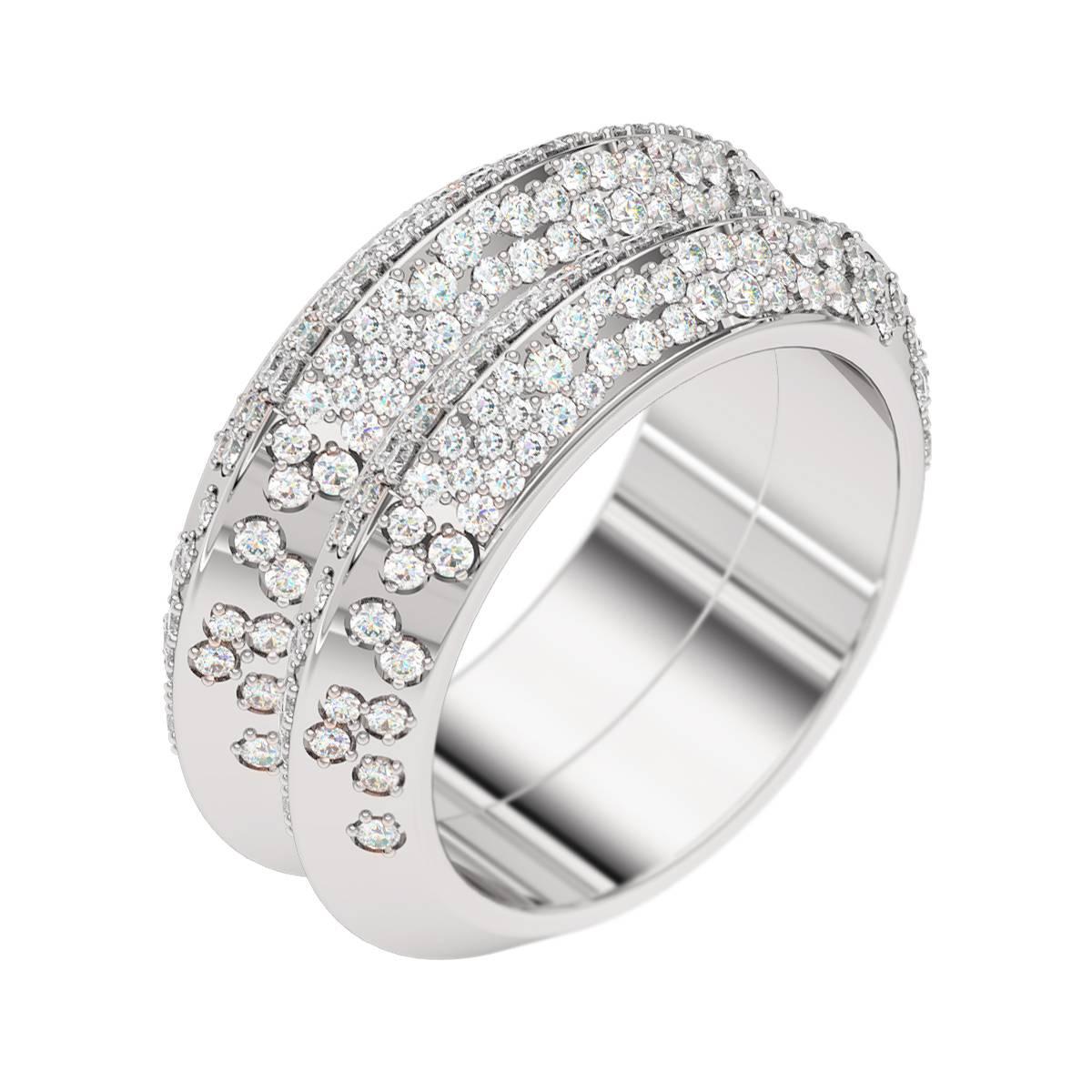 Lizunova Diamond Pave White Gold Engagement Bridal Band Ring For Sale