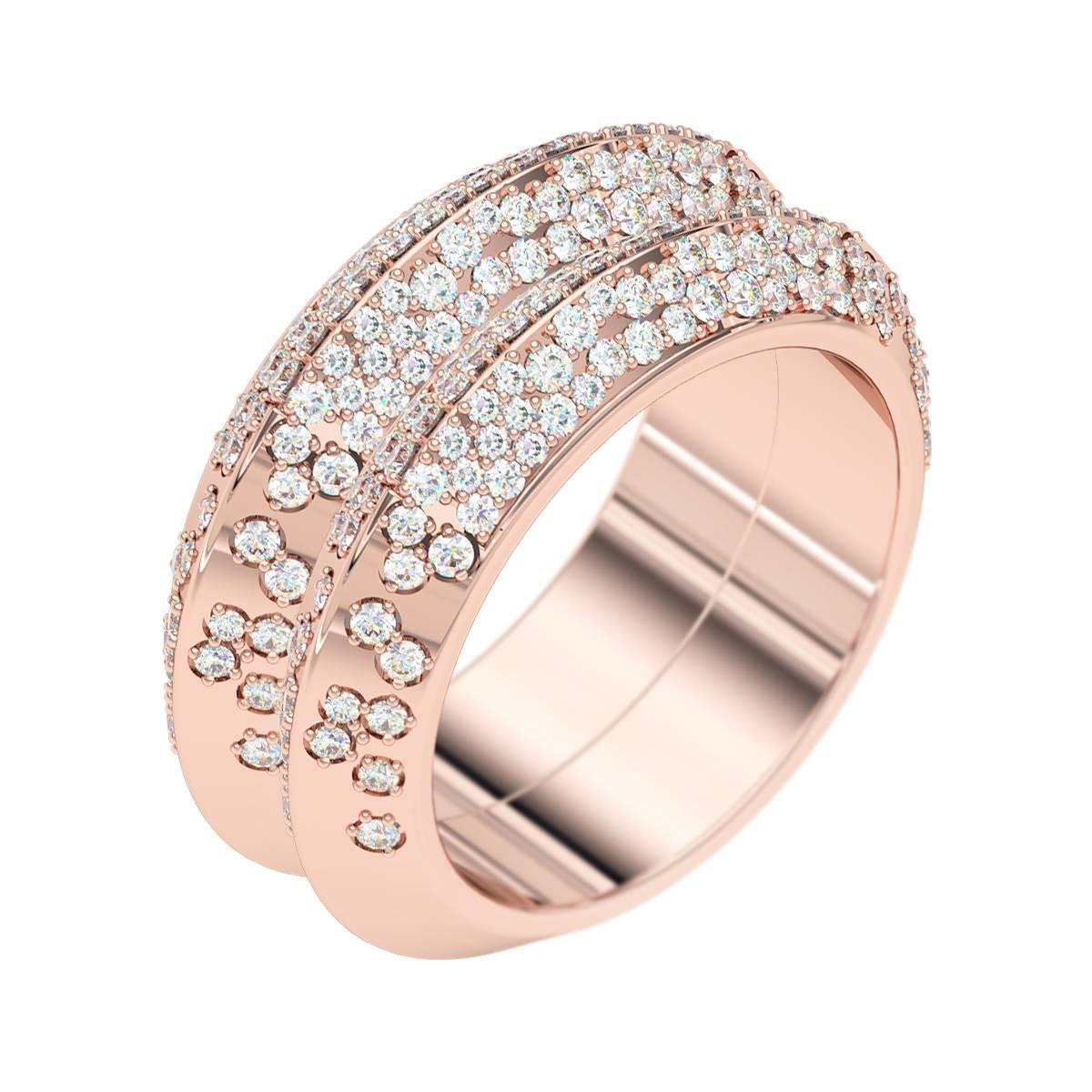 Lizunova Diamond Pave Rose Gold Engagement Bridal Band Ring For Sale