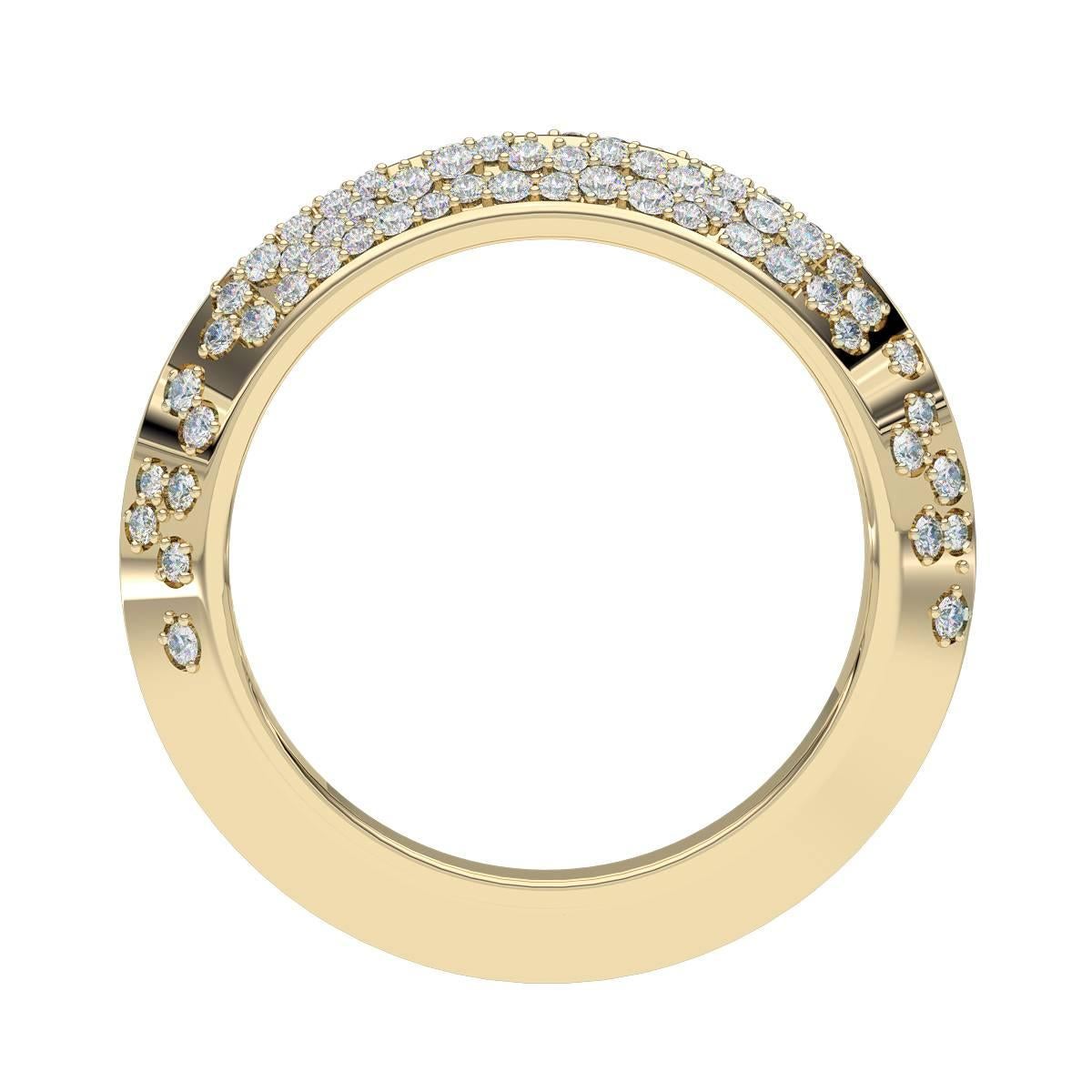 Round Cut Lizunova Diamond Pave Yellow Gold Engagement Bridal Band Ring For Sale