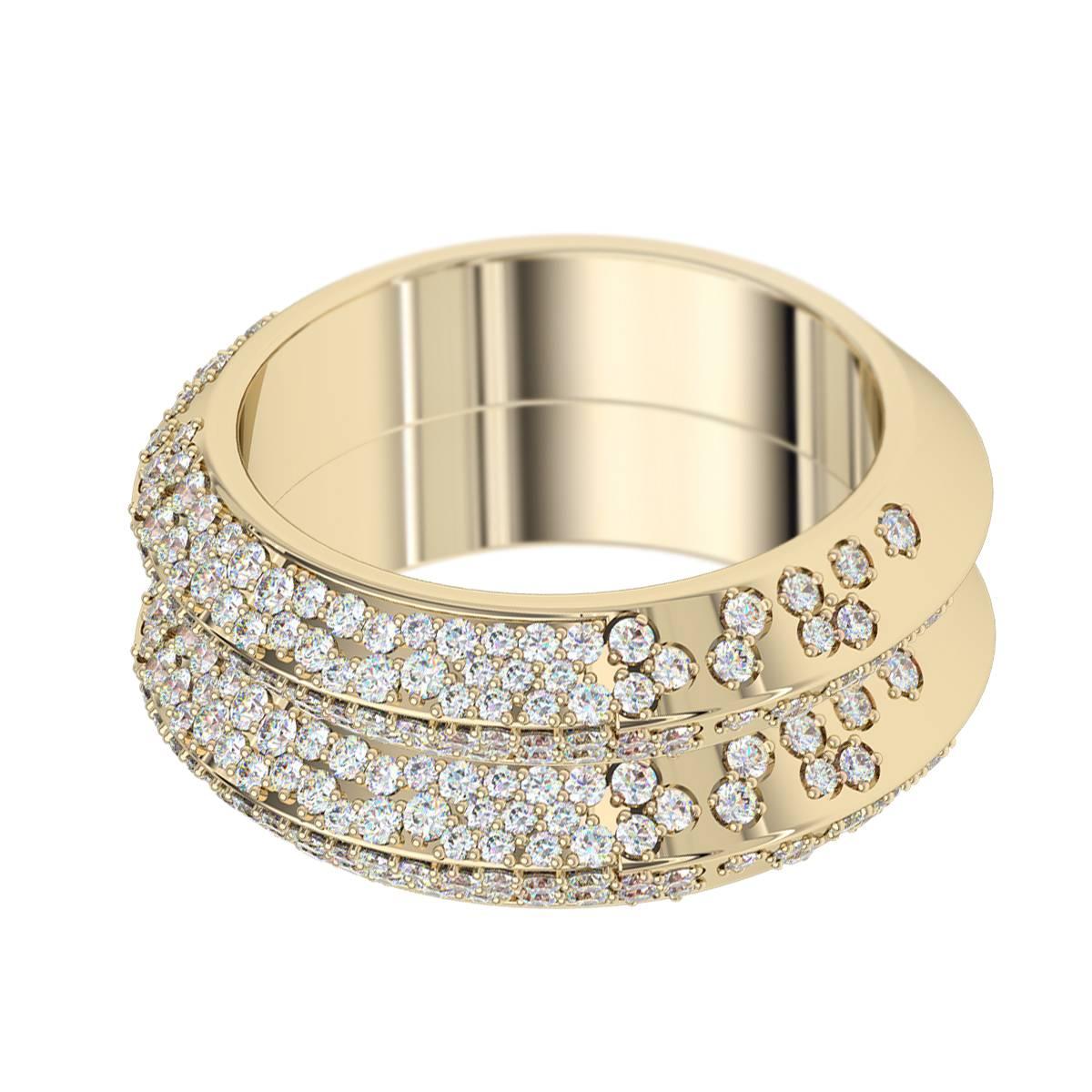 This elegant diamond pave eternity ring is handcrafted in Sydney in 18 karat yellow gold, and set with 1.6 carats of top quality diamonds. The knife edge design of the double band is contemporary and timeless. This beautiful ring would make a superb