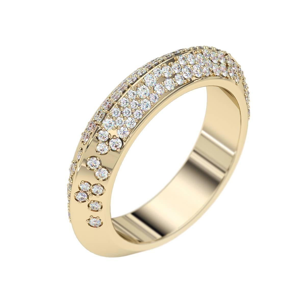 Lizunova Diamond Pave Eternity Yellow Gold Engagement Band Ring For Sale