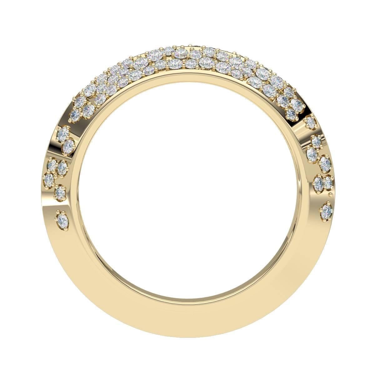 Round Cut Lizunova Diamond Pave Eternity Yellow Gold Engagement Band Ring For Sale