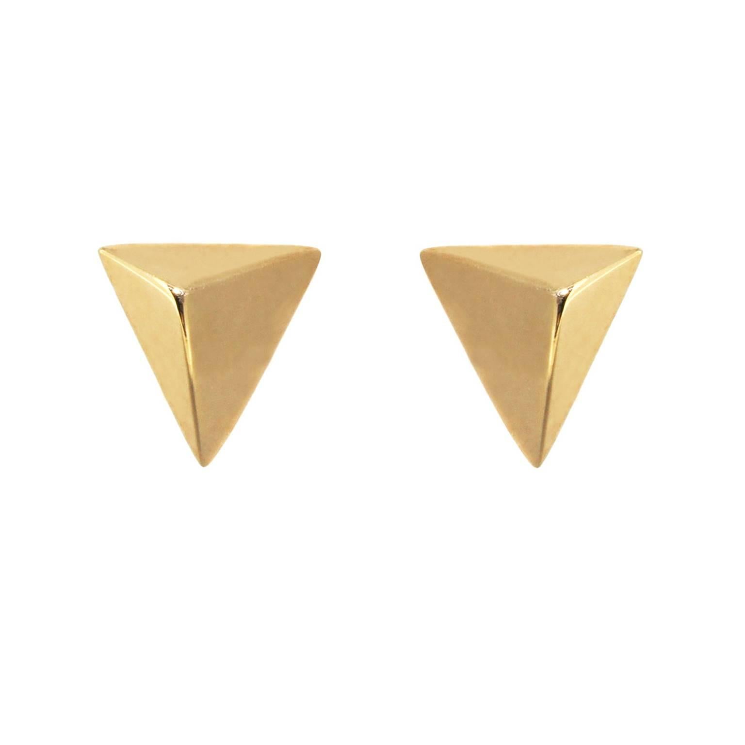 Geometric Pyramid Rose Gold Stud Earrings Small For Sale
