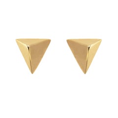 Geometric Pyramid Rose Gold Stud Earrings Small
