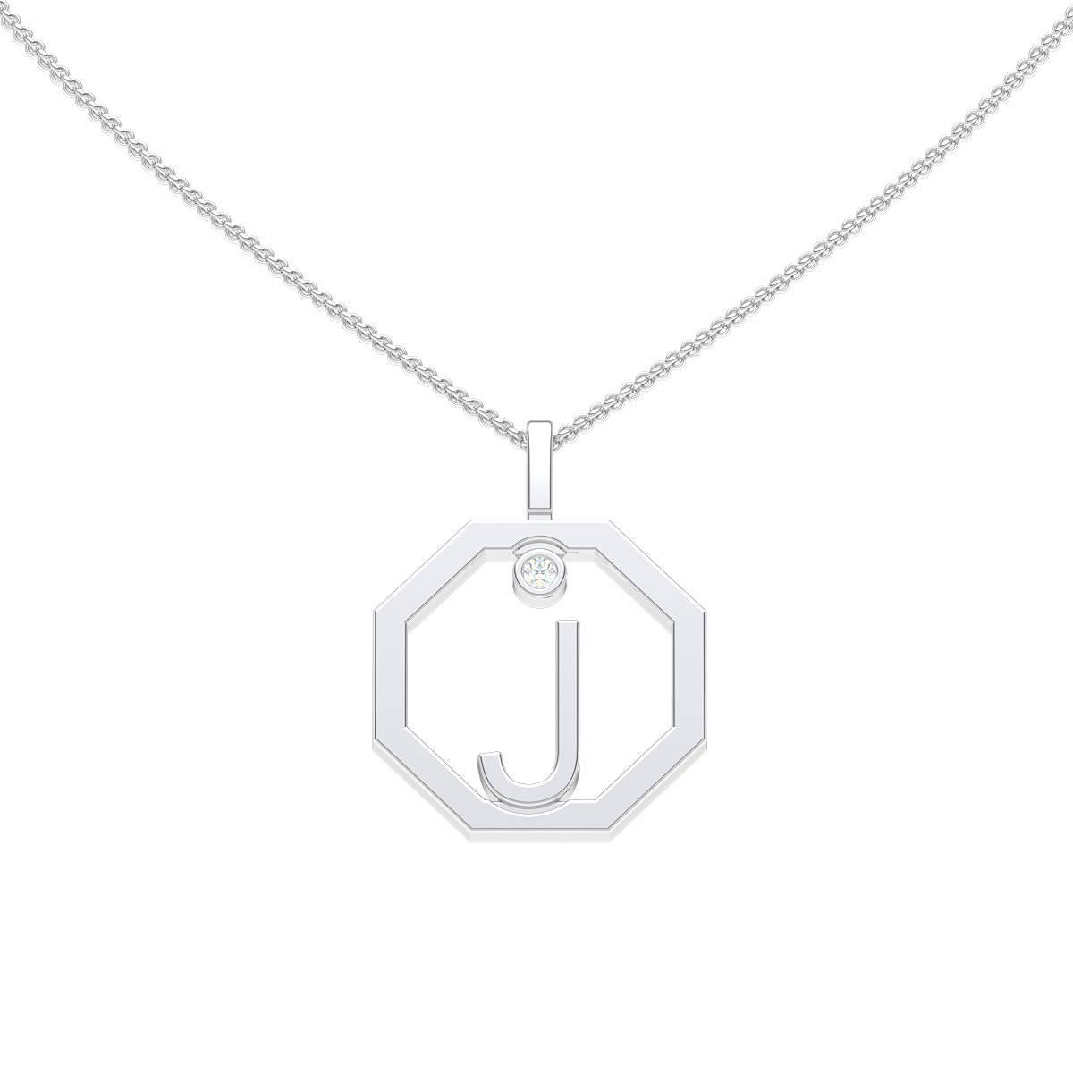Contemporary Lizunova Initial J Diamond Pendant in 18 karat Yellow/White/Rose Gold