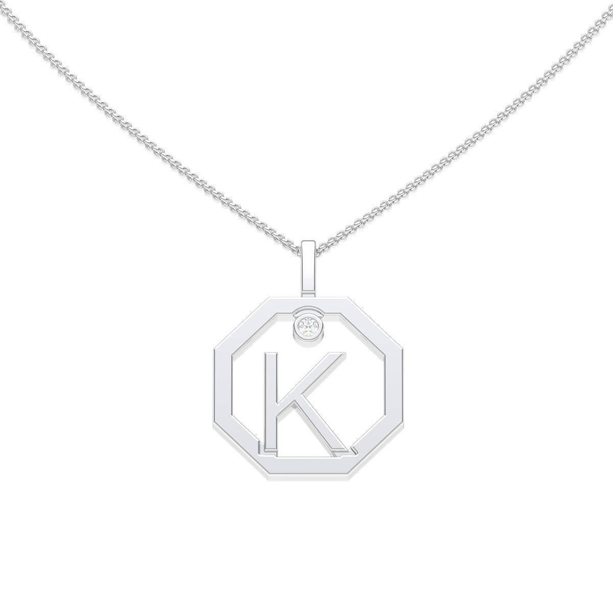 Contemporary Lizunova Initial K Diamond Pendant in 18 Karat Yellow/White/Rose Gold