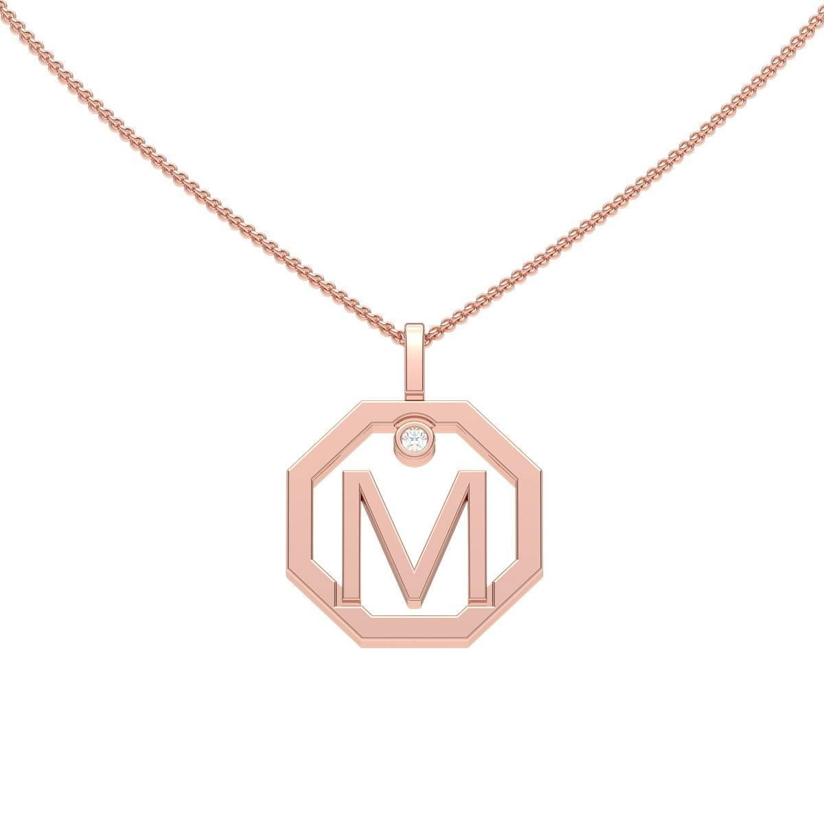 Our diamond initial pendant makes the perfect personalised gift. Handcrafted to order in our Sydney studios in 18 karat yellow/white/rose gold and set with a sparkling diamond, this timeless octagonal pendant is sure to delight. Chains sold