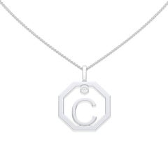 Lizunova Initial C Diamond Pendant in 18 Karat Yellow/White/Rose Gold