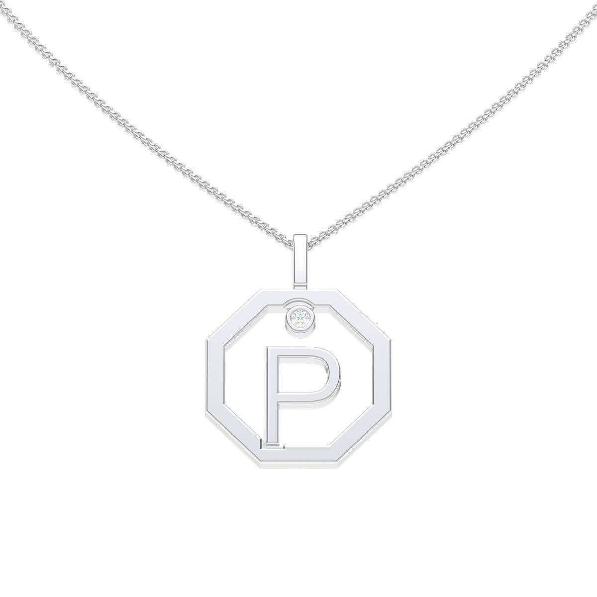 Contemporary Lizunova Initial P Diamond Pendant in 18 Karat Yellow/White/Rose Gold For Sale