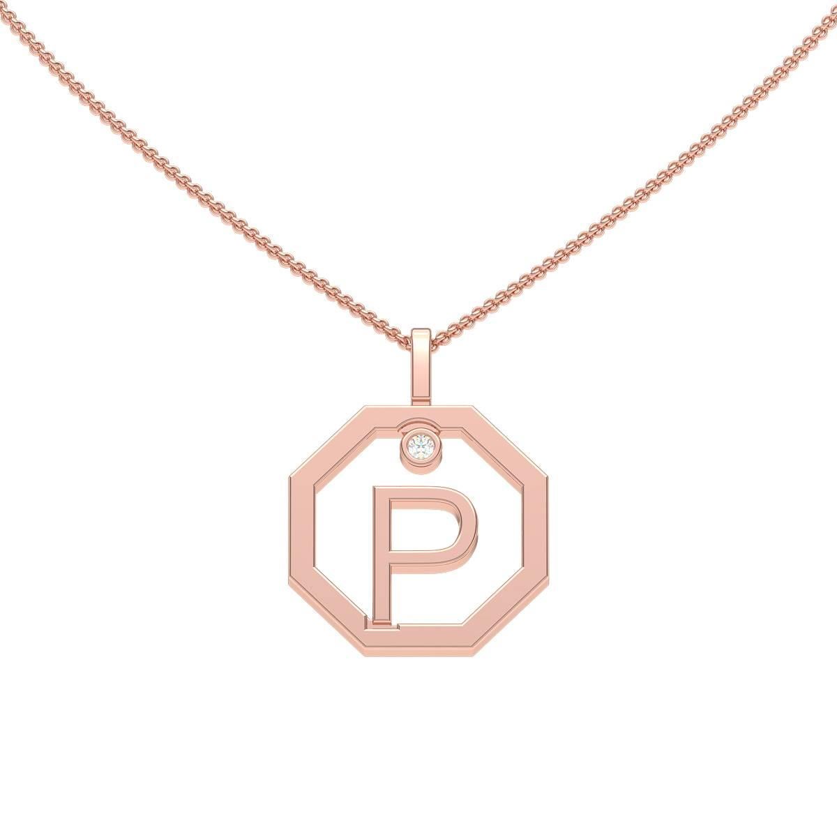 Our diamond initial pendant makes the perfect personalised gift. Handcrafted to order in our Sydney studios in 18 karat yellow/white/rose gold and set with a sparkling diamond, this timeless octagonal pendant is sure to delight. Chains sold