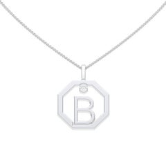 Lizunova Initial B Diamond Pendant in 18 Karat Yellow/White/Rose Gold