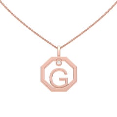 Lizunova Initial G Diamond Pendant in 18 Karat Yellow/White/Rose Gold