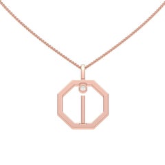 Lizunova Initial I Diamond Pendant in 18 Karat Yellow/White/Rose Gold