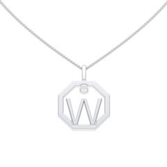 Lizunova Initial W Diamond Pendant in 18 Karat Yellow/White/Rose Gold